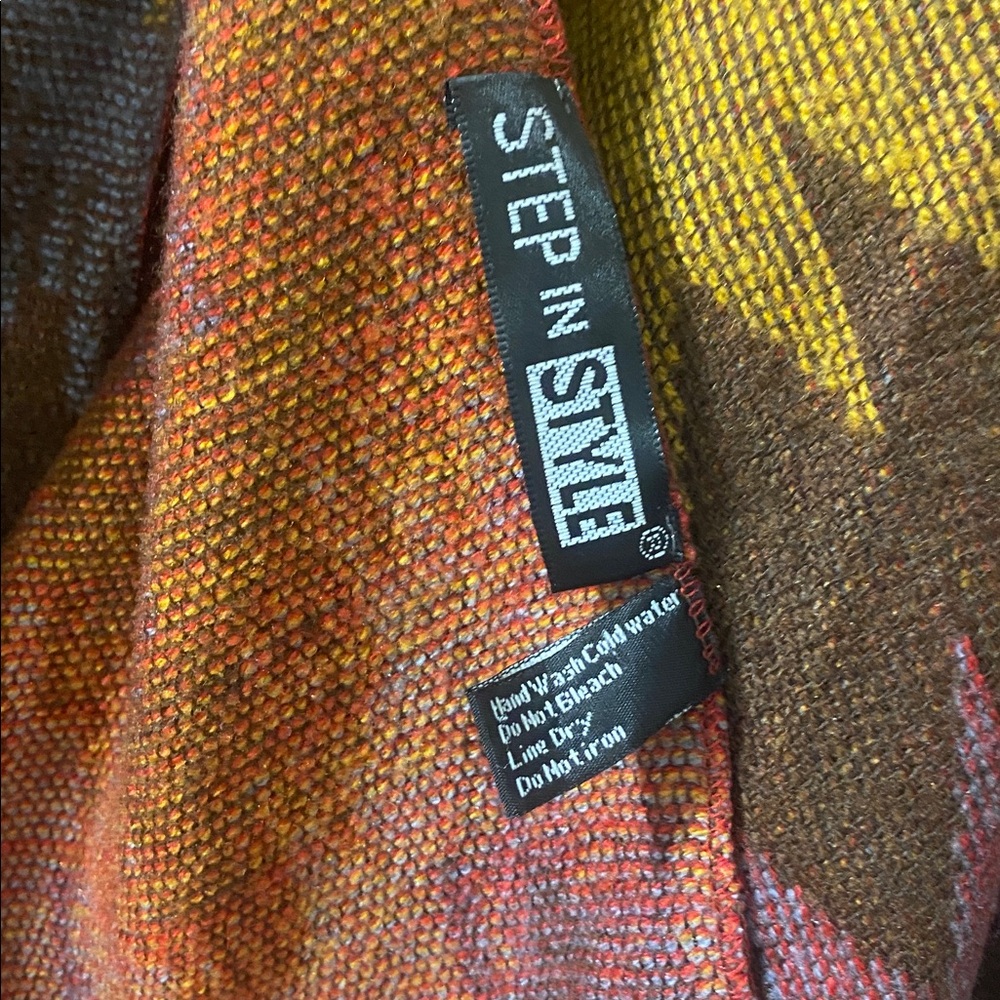 Vintage Colorful Western Patterned Poncho with Fringe - Picture 3 of 5